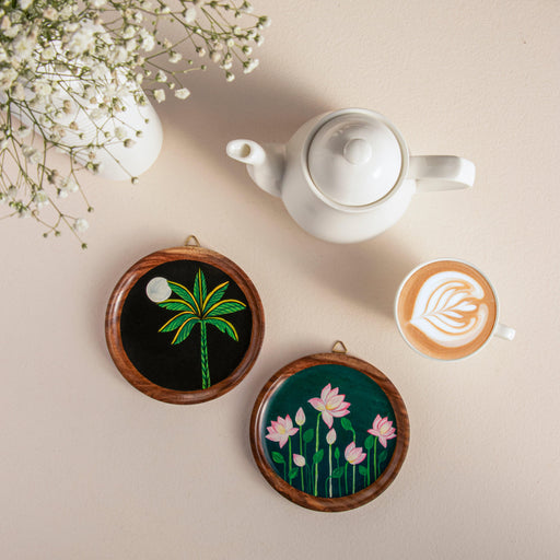Wooden Wall Hanging Wall Art Round Shape (Set of 2) - WoodenTwist
