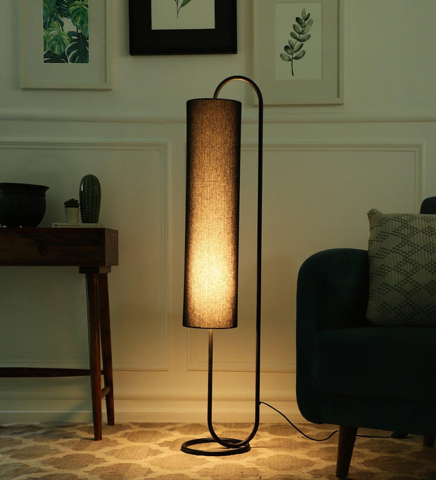 Tall Shade Curved Metal Floor Lamp - WoodenTwist