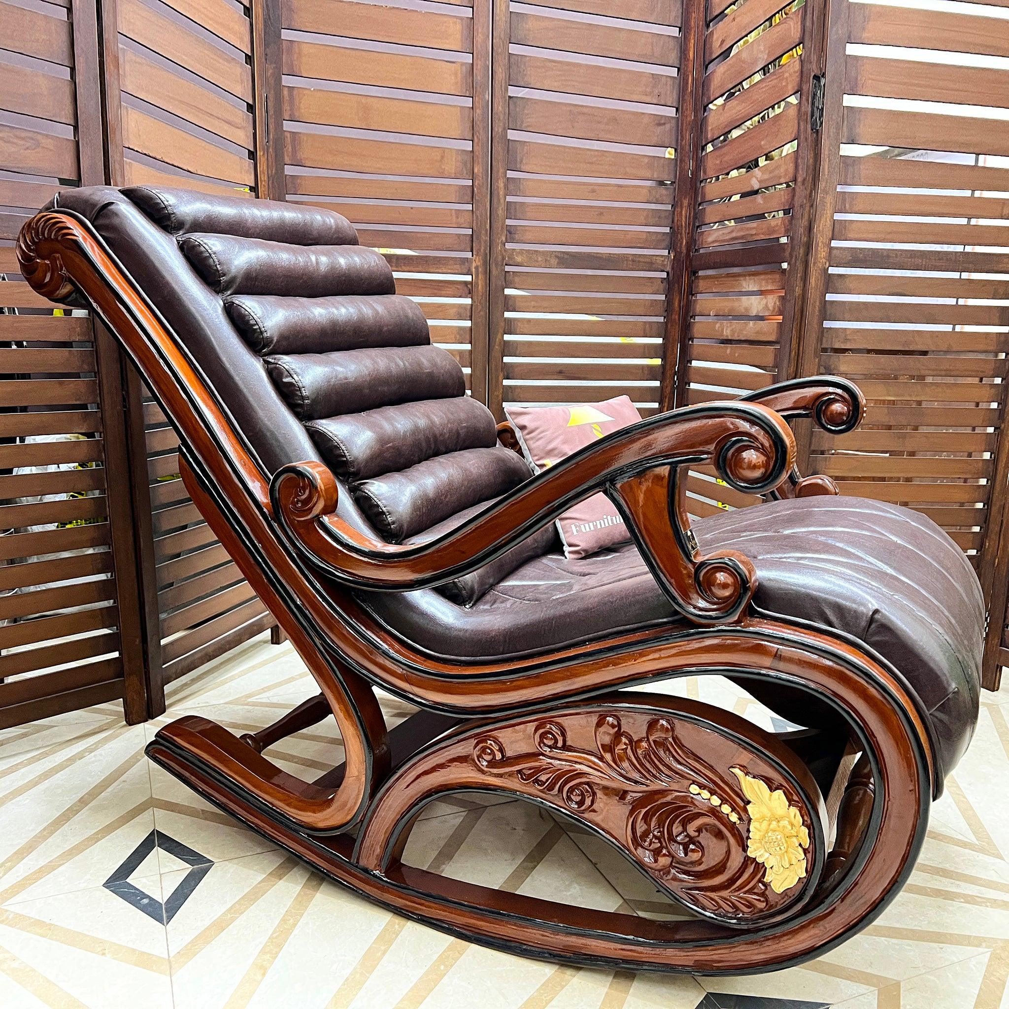 Wooden Hand Carved Antique Rocking Chair - WoodenTwist