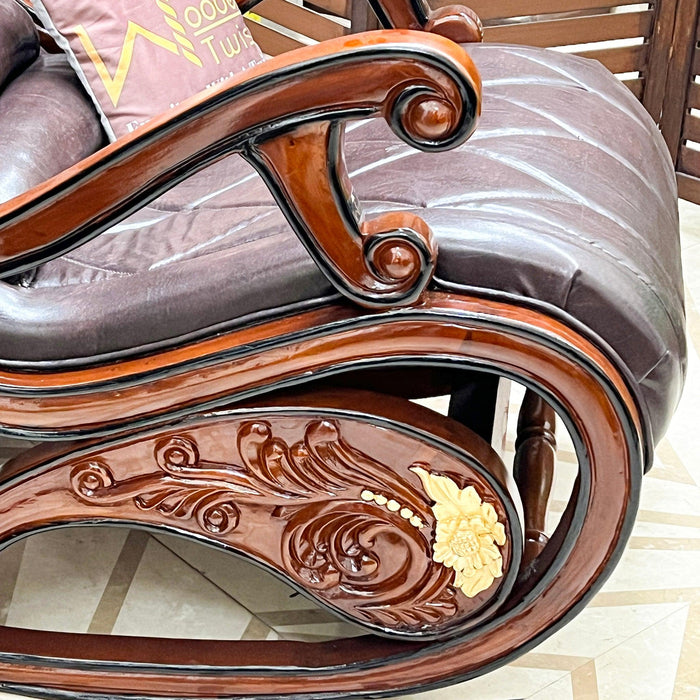 Wooden Hand Carved Antique Rocking Chair - WoodenTwist
