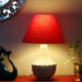 Ektara Table Lamp with Red Shade - WoodenTwist