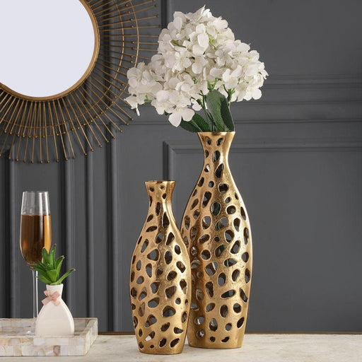 Sophia Floral Vase set of 2 In Raw - WoodenTwist
