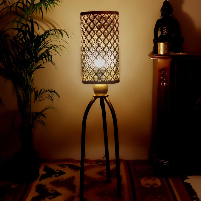 Gandhara Floor Tripod Ambient Lamp - WoodenTwist