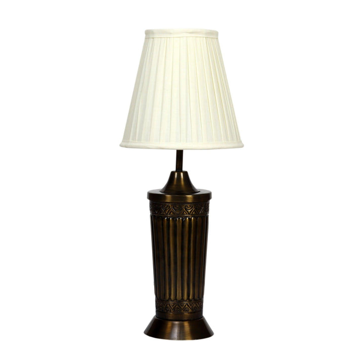 Vaishnavi Table Lamp with Ivory pleated shade - WoodenTwist