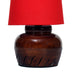 Nirvana Bed side Lamp with Red Shade - WoodenTwist