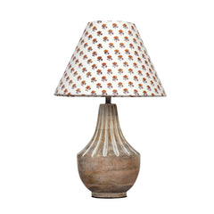 Ektara Table Lamp with Yellow Printed Shade - WoodenTwist