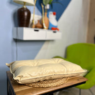 Fabrahome Button Tufted Rectangular Fiber Pillow Set of 2 ( Beige ) - WoodenTwist