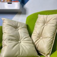 Fabrahome Button Tufted Rectangular Fiber Pillow Set of 2 ( Beige ) - WoodenTwist