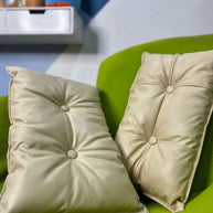 Fabrahome Button Tufted Rectangular Fiber Pillow Set of 2 ( Beige ) - WoodenTwist
