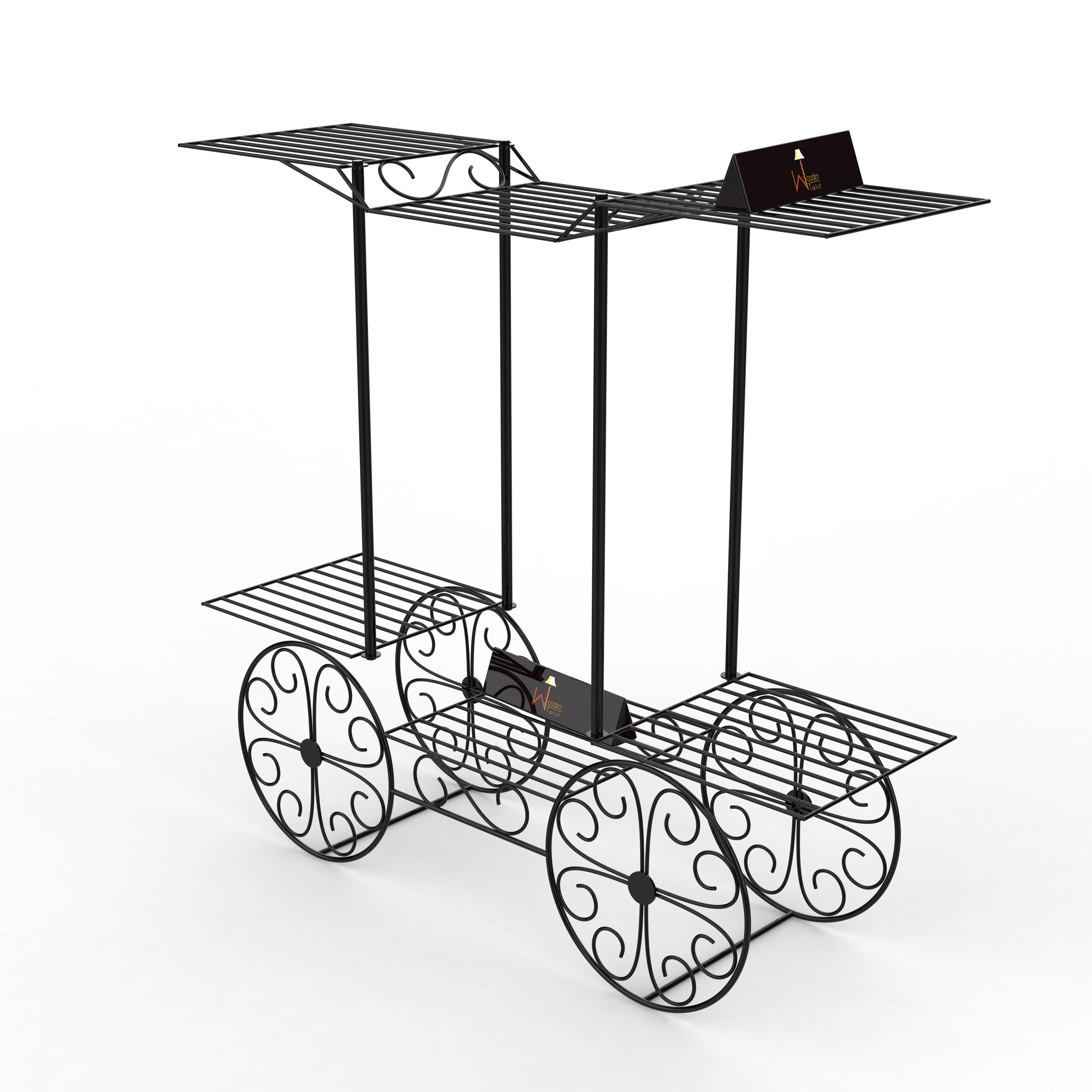 6-Tier Cart Planter Stand, Outdoor Flower Rack Flower Pot - WoodenTwist