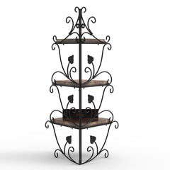 Wooden & Iron Corner Rack Home Decor Corner Shelves - WoodenTwist