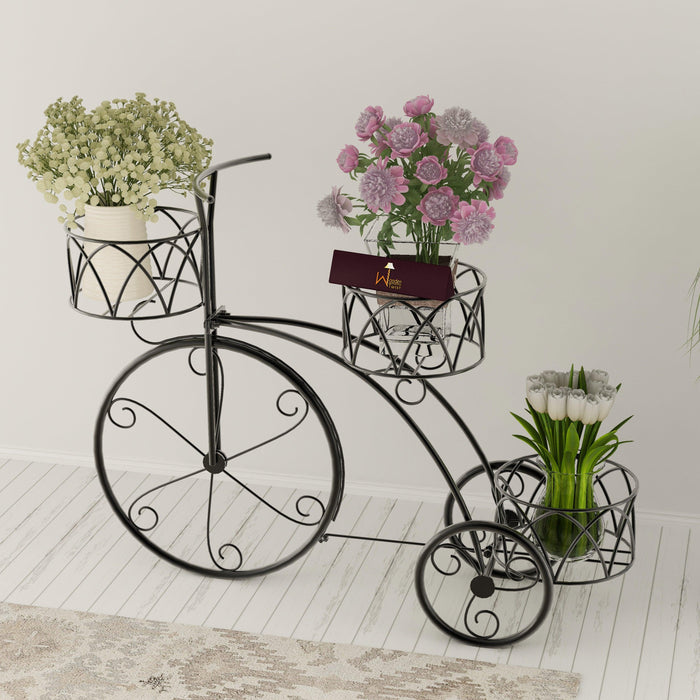 Garden Cart Planter Stand Tricycle Plant Holder - Ideal for Home, Garden, Patio - WoodenTwist