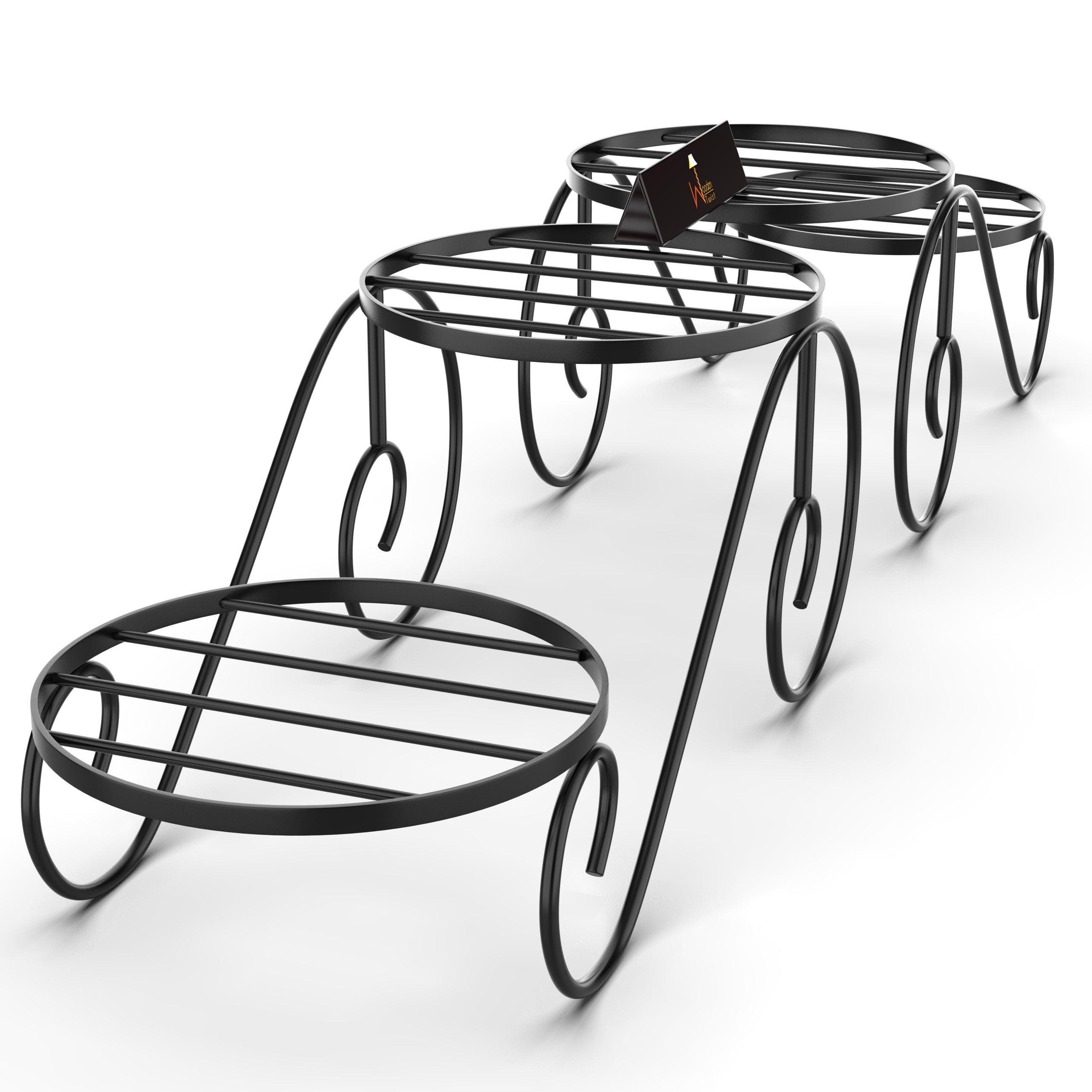 2-Tier Wrought Iron Planter Stand (Set of 2) - WoodenTwist