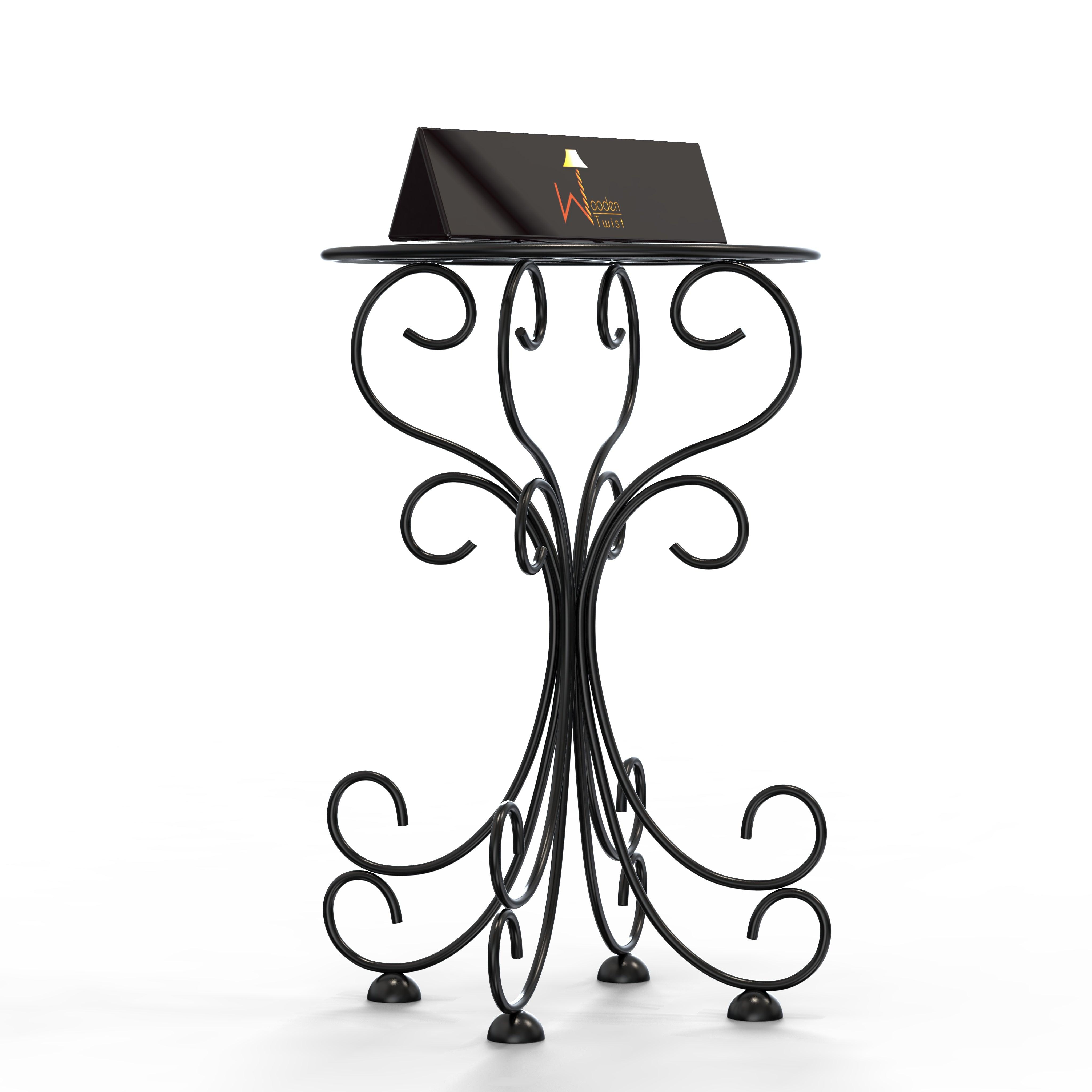 Metal Plant Stand Patio Indoor Outdoor Wrought Iron/Flowers Planter Shelf (1 Tier Black) - WoodenTwist