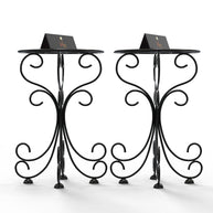 Metal Plant Stand Patio Indoor Outdoor Wrought Iron/Flowers Planter Shelf (1 Tier Black) - WoodenTwist