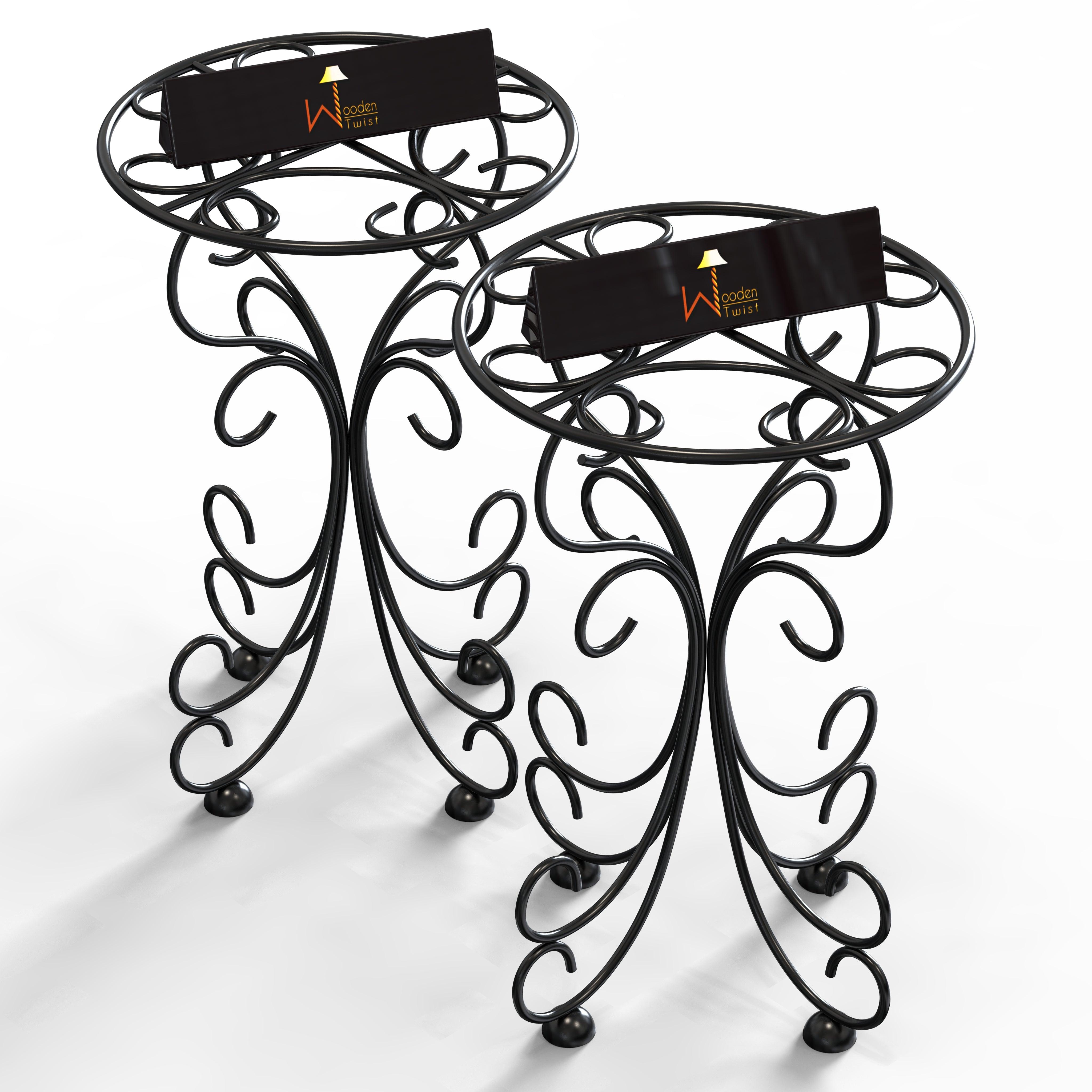 Metal Plant Stand Patio Indoor Outdoor Wrought Iron/Flowers Planter Shelf (1 Tier Black) - WoodenTwist