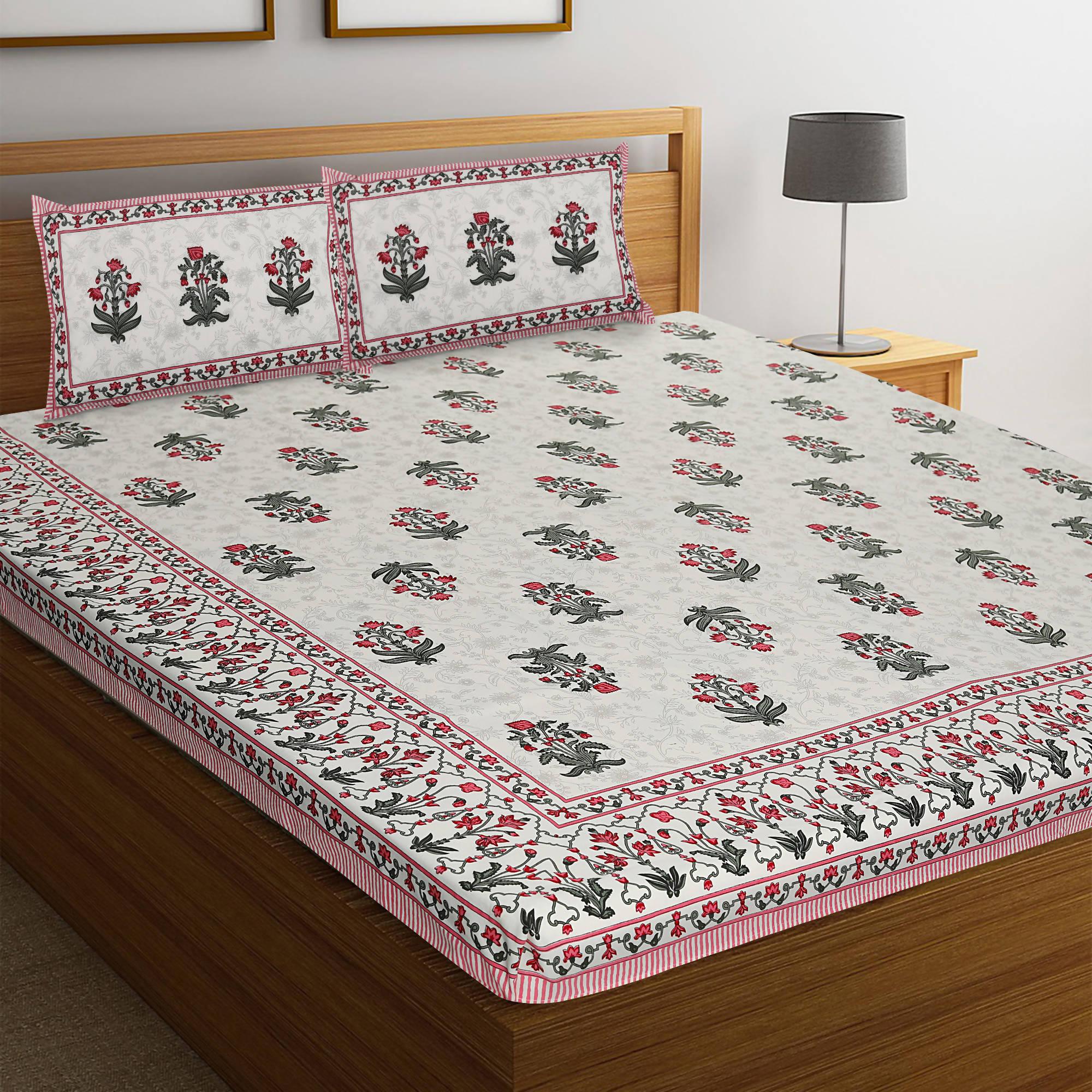 Rajasthani Jaipuri Beautiful Cotton Block Print bed sheets - WoodenTwist