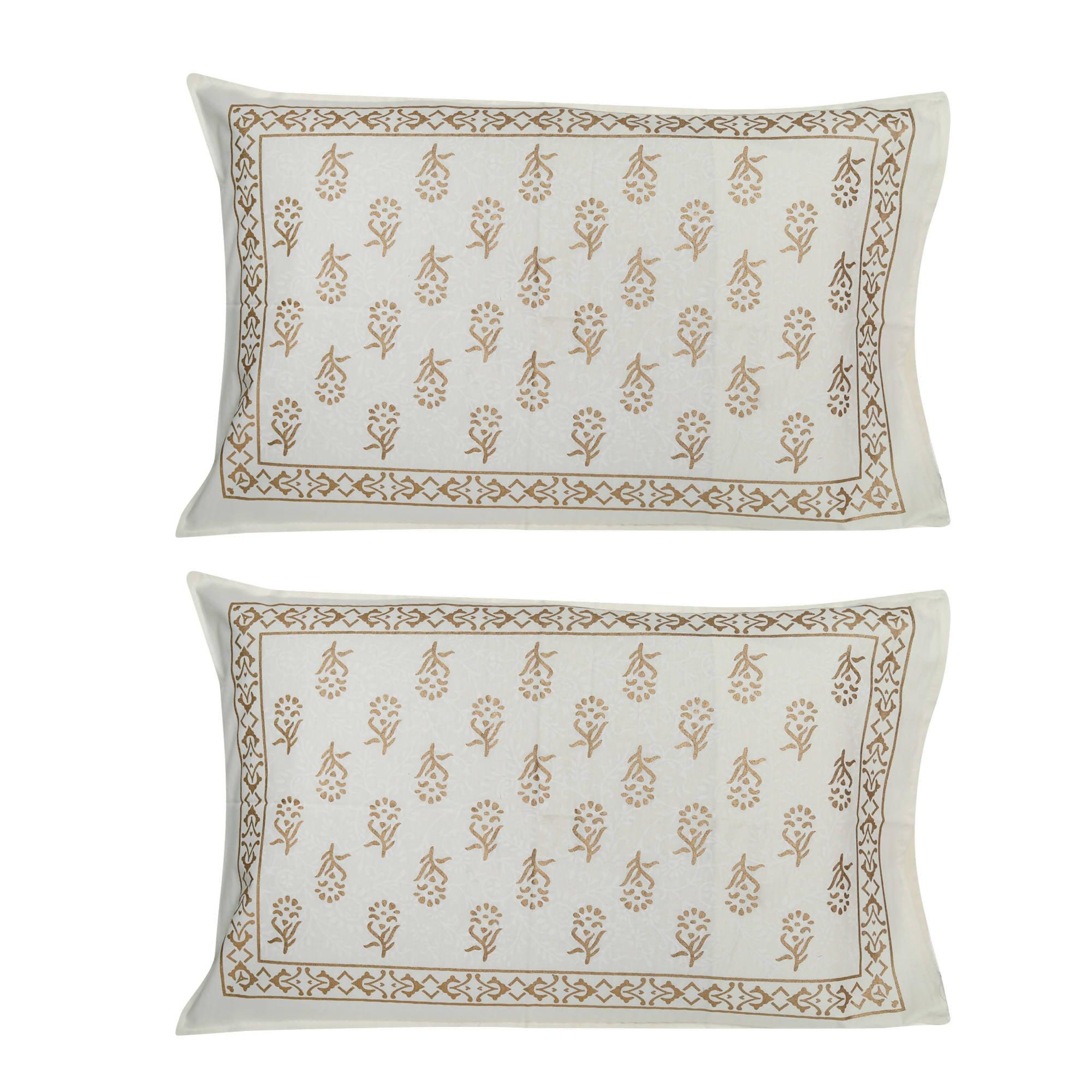 Rajasthani Jaipuri Cotton Block Print Double Bedsheets with 2 Pillow Covers - WoodenTwist