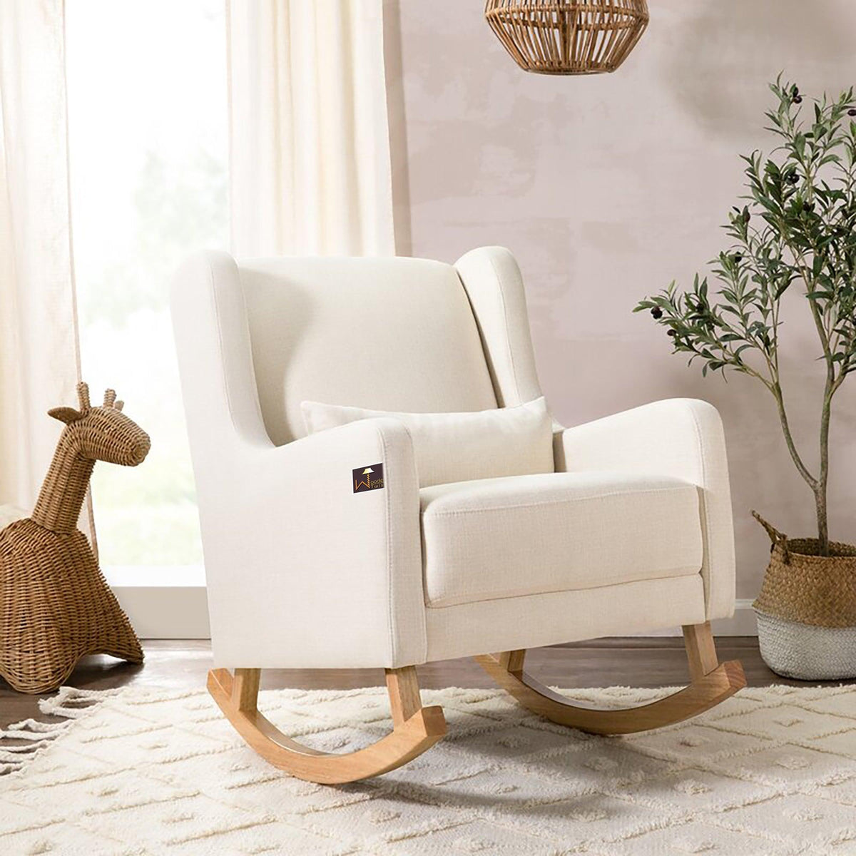 Wooden Twist Kai Rocking Chair in Beige