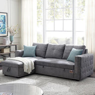 Sectional Sleeper 5 Seater Left-Side L-Shape Sofa Bed with Comfort Cushion - WoodenTwist