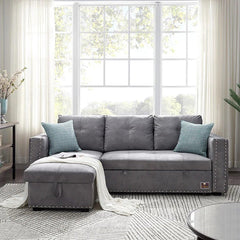 Sectional Sleeper 5 Seater Left-Side L-Shape Sofa Bed with Comfort Cushion - WoodenTwist
