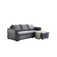 Modern Style 5 Seater Right-Side L-Shape Sofa Cum Bed with Comfort Cushion - WoodenTwist