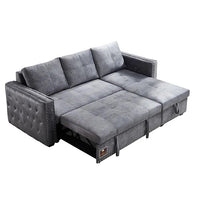 Modern Style 5 Seater Right-Side L-Shape Sofa Cum Bed with Comfort Cushion - WoodenTwist