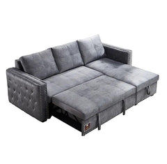 Modern Style 5 Seater Right-Side L-Shape Sofa Cum Bed with Comfort Cushion - WoodenTwist