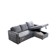 Modern Style 5 Seater Right-Side L-Shape Sofa Cum Bed with Comfort Cushion - WoodenTwist