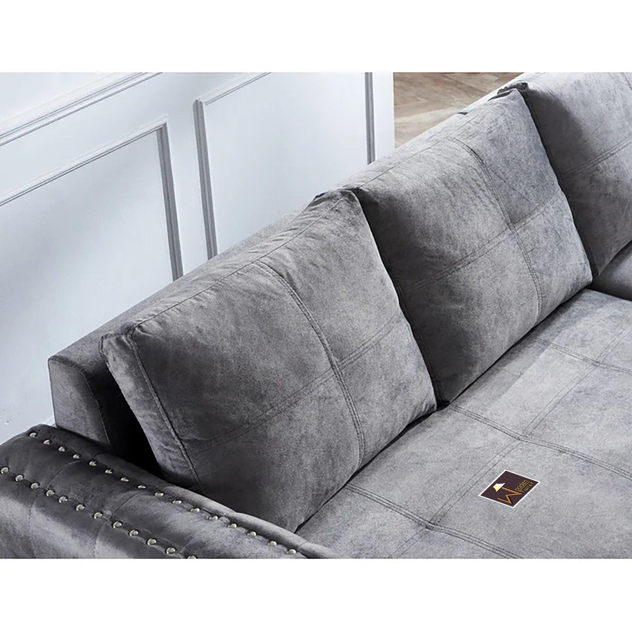 Modern Style 5 Seater Right-Side L-Shape Sofa Cum Bed with Comfort Cushion - WoodenTwist