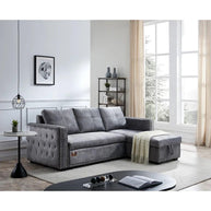 Modern Style 5 Seater Right-Side L-Shape Sofa Cum Bed with Comfort Cushion - WoodenTwist
