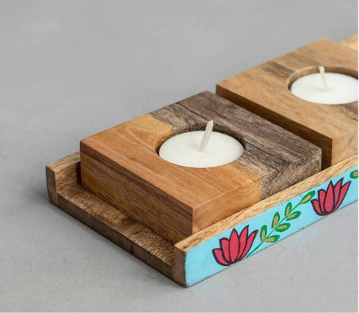 Marvy Melodies T-Light Candle Holder (3 Nos) With Stand - WoodenTwist