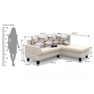 5 Seater L-Shape Sectional Sofa Set with Four Floral Cushion - WoodenTwist