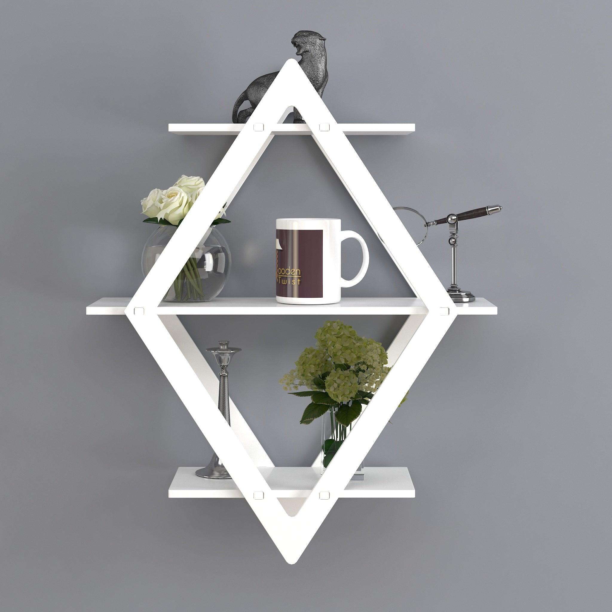 Rhombus Floating Wall Shelf for Living Room - main view