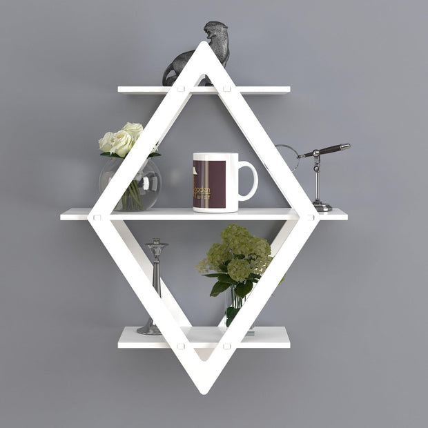 Rhombus Floating Wall Shelf for Living Room - main view