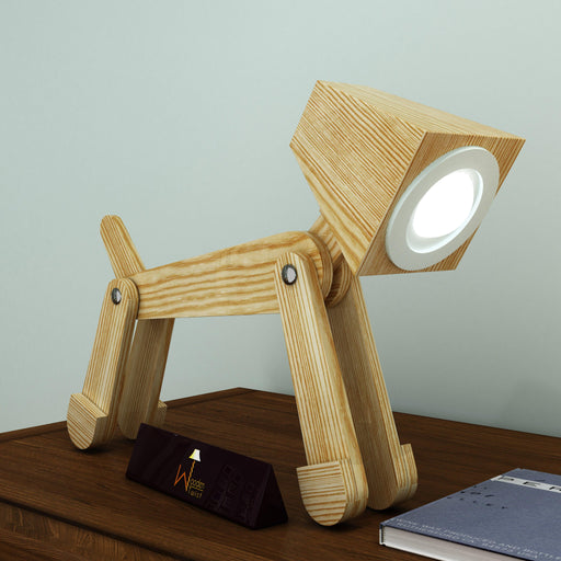 Wooden Dog Shaped LED Lamp (Pinewood) - WoodenTwist