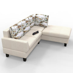 5 Seater L-Shape Sectional Sofa Set with Four Floral Cushion - WoodenTwist