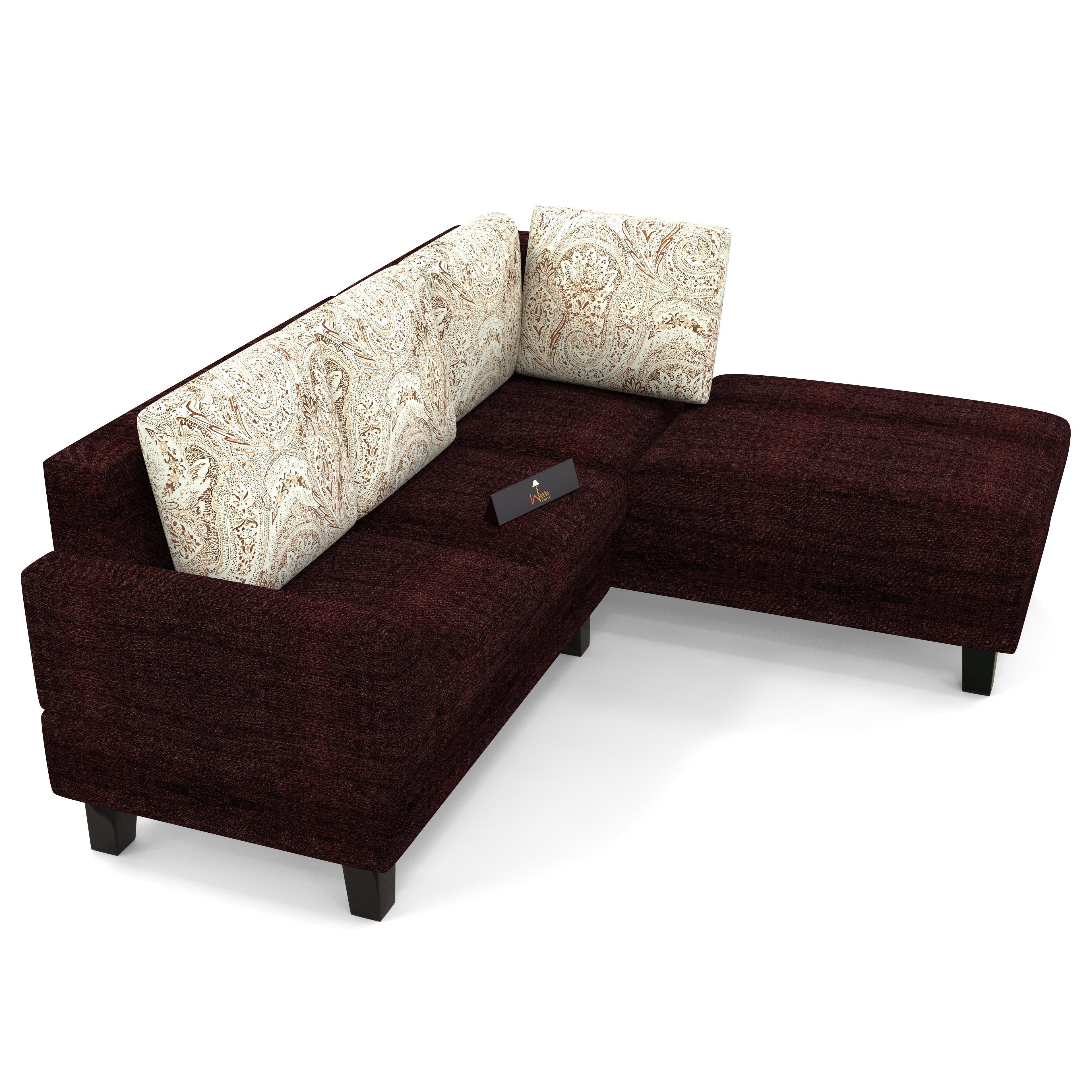 5 Seater L-Shape Sectional Sofa Set with Four Floral Cushion - WoodenTwist