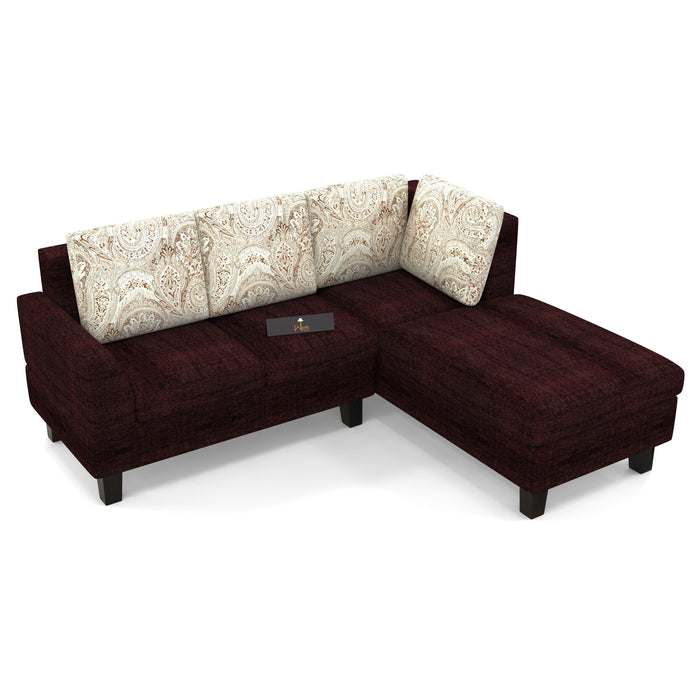 5 Seater L-Shape Sectional Sofa Set with Four Floral Cushion - WoodenTwist