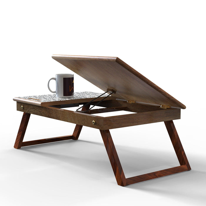 Venture Solid Wood Laptop Table With Storage Drawer & Mobile Holder - WoodenTwist