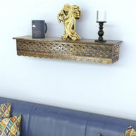 Onlineshoppee Wooden Fancy Hand Carved Wall Shelf with Jali Work - WoodenTwist
