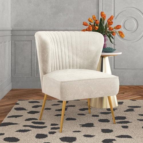 Modern Wide Tufted Velvet Wing Chair for Living Room (Metal Legs) - WoodenTwist