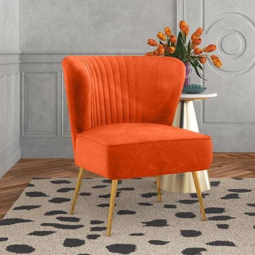 Modern Wide Tufted Velvet Wing Chair for Living Room (Metal Legs) - WoodenTwist