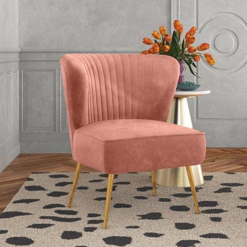Modern Wide Tufted Velvet Wing Chair for Living Room (Metal Legs) - WoodenTwist