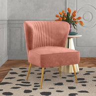 Modern Wide Tufted Velvet Wing Chair for Living Room (Metal Legs) - WoodenTwist