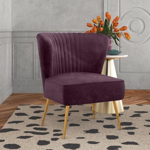 Modern Wide Tufted Velvet Wing Chair for Living Room (Metal Legs) - WoodenTwist