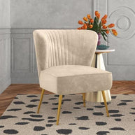 Modern Wide Tufted Velvet Wing Chair for Living Room (Metal Legs) - WoodenTwist