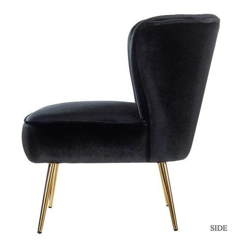 Modern Wide Tufted Velvet Wing Chair for Living Room (Metal Legs) - WoodenTwist