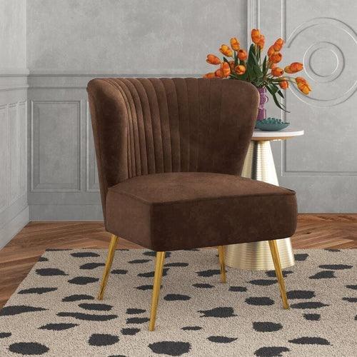 Modern Wide Tufted Velvet Wing Chair for Living Room (Metal Legs) - WoodenTwist