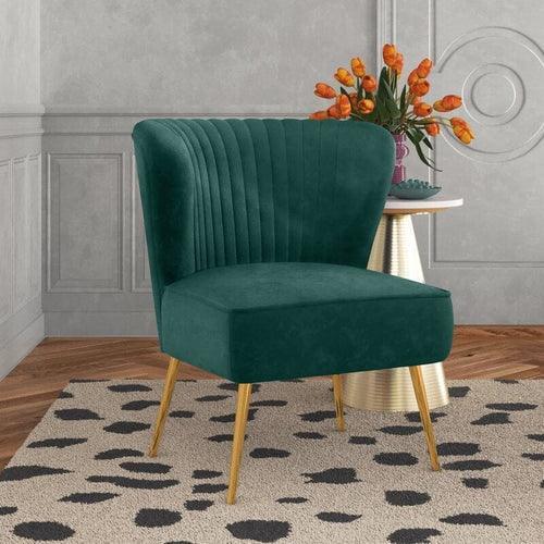 Modern Wide Tufted Velvet Wing Chair for Living Room (Metal Legs) - WoodenTwist